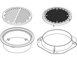 Ensemble de cadre ajustable, guideur, couvercle ou grille PED775